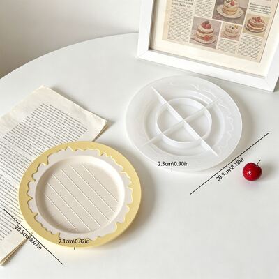 Cross Border New Product Cream Lace Circular Silicone Mold Ins Fenghua Fu Ge Tray Decoration Gypsum Mold