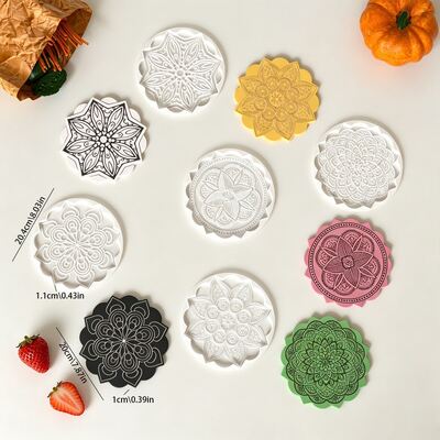 Mandala Patterned Circular Coaster Silicone Mold DIY Aromatherapy Gypsum Drip Insulation Pad Mold