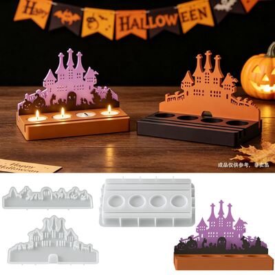 DIY Aromatherapy Gypsum Halloween Castle Ghost Pumpkin Ghost Hand Insertion Board Candlestick Base Silicone Mold