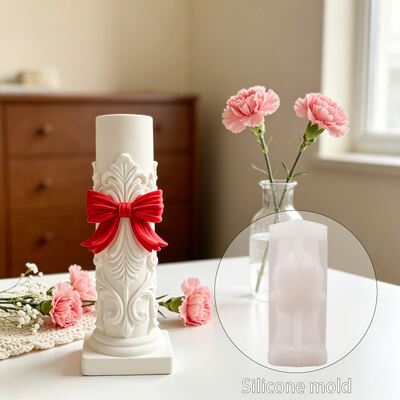 Cross Border European Style Palace Relief Pattern Bow, Cylindrical Candle Decoration, Aromatherapy Gypsum, Silicone Mold