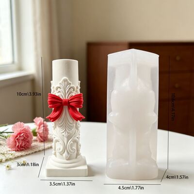 Cross Border European Style Palace Relief Pattern Bow, Cylindrical Candle Decoration, Aromatherapy Gypsum, Silicone Mold
