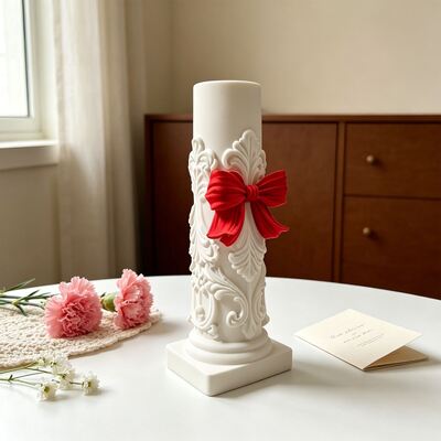 Cross Border European Style Palace Relief Pattern Bow, Cylindrical Candle Decoration, Aromatherapy Gypsum, Silicone Mold