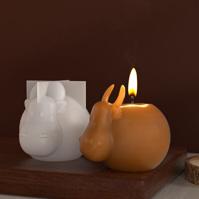 Crystal Dropping Resin Q-Version Big Head Bull Head Jewelry Ornament DIY Aromatherapy Candle Silicone Mold