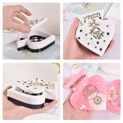DIY Silicone Spade A Storage Box Mold Spade Heart Chessboard Pattern Heart Jewelry Storage Grinding Tool