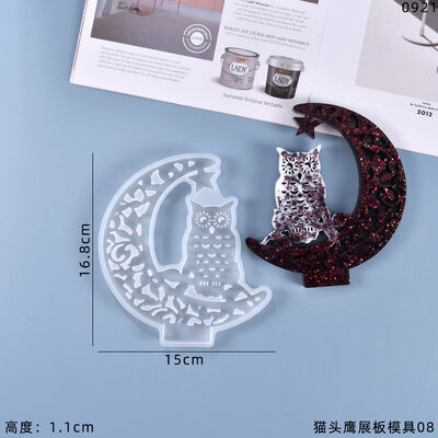 DIY Crystal Dropping Glue Mold Funny Series Owl Display Board Platform Decoration Silicone Mold Wholesale
