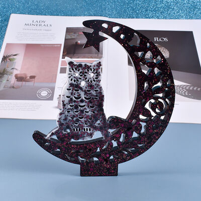 DIY Crystal Dropping Glue Mold Funny Series Owl Display Board Platform Decoration Silicone Mold Wholesale
