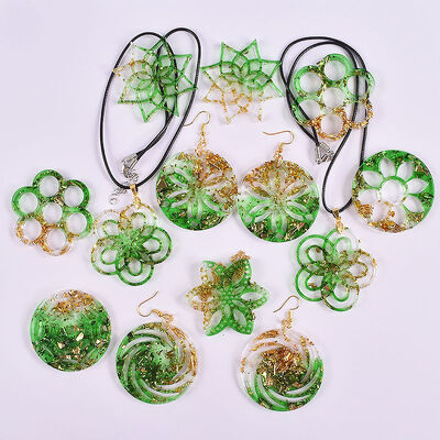 Crystal Drip Glue DIY Hollow Flower Shaped Rotating Wind Necklace Pendant Silicone Mold Earrings Handmade Pendant