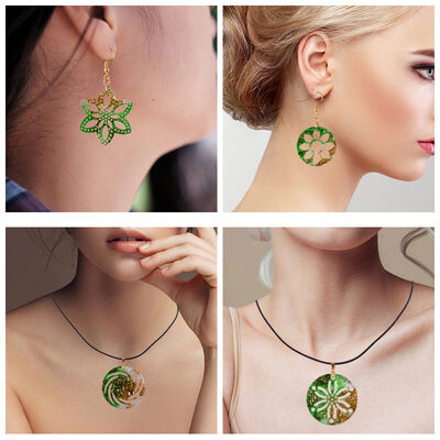 Crystal Drip Glue DIY Hollow Flower Shaped Rotating Wind Necklace Pendant Silicone Mold Earrings Handmade Pendant