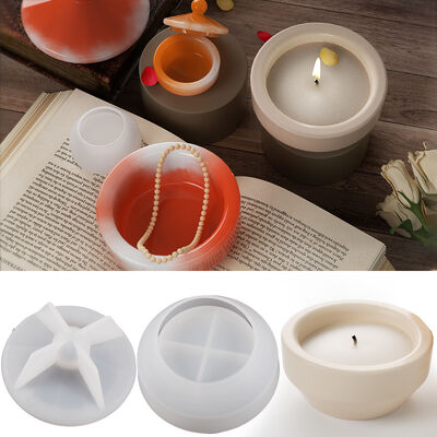 DIY Crystal Dropper Resin Cement Storage Box, Polished Mirror Surface, Circular Gypsum Candle Cup, Silicone Mold