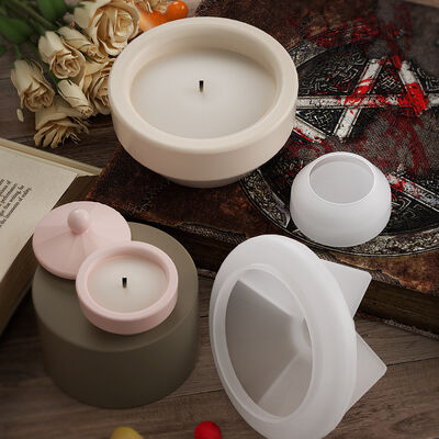 DIY Crystal Dropper Resin Cement Storage Box, Polished Mirror Surface, Circular Gypsum Candle Cup, Silicone Mold