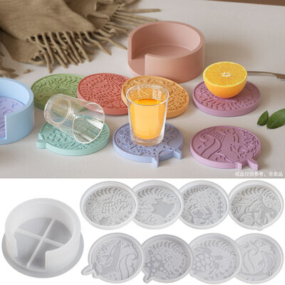 DIY Crystal Dropper Resin Gypsum Coaster Storage Base, Ocean Series Patterned Trendy Coaster Silicone Mold