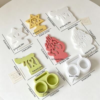 Aromatherapy Gypsum Hexagonal Star Letter Symbol Flame Two In One Double Cup Candle Cup Candle Holder Silicone Mold
