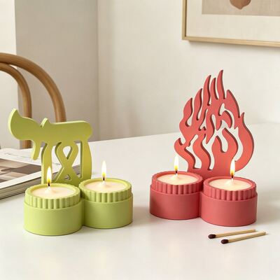 Aromatherapy Gypsum Hexagonal Star Letter Symbol Flame Two In One Double Cup Candle Cup Candle Holder Silicone Mold