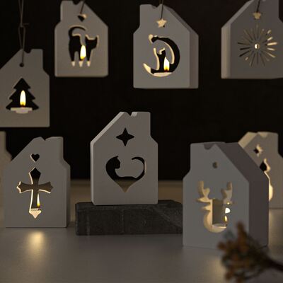 Easter Silicone Mold DIY Six Grid Hollow Christmas House Candle Holder Decoration Hanging Gypsum Mold