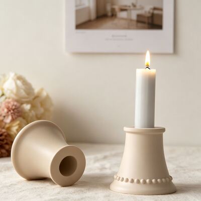 Ins Wind Pearl Edge Candlestick Silicone Mold DIY Aromatherapy Gypsum Cone Candle Base Dropping Mold