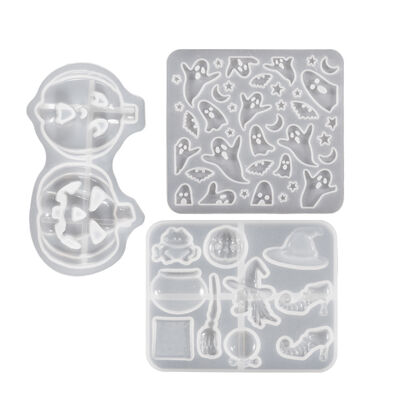 DIY Dropper Glue Halloween Ghost Festival Full Page Ghost Pumpkin Witch Broom Earring Pendant Silicone Mold