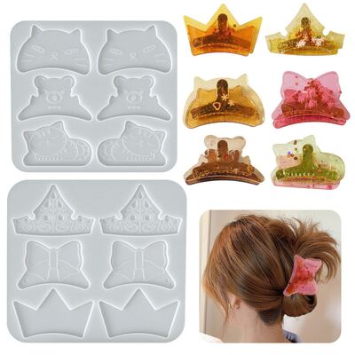 DIY Crystal Drop Glue Cat Bear Crown Butterfly Hair Clip Hair Clip Shark Clip Jewelry Silicone Mold
