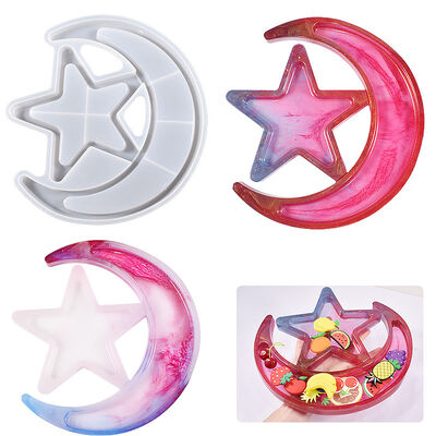 DIY Crystal Dropping Resin Gypsum Star Moon Plate Storage Box Silicone Mold Wholesale