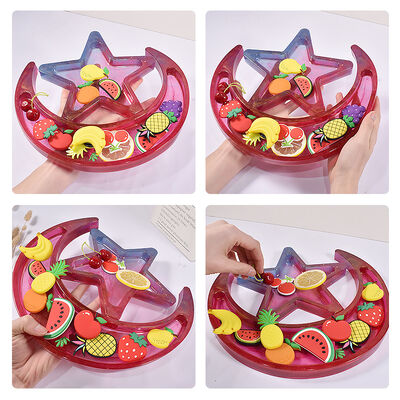 DIY Crystal Dropping Resin Gypsum Star Moon Plate Storage Box Silicone Mold Wholesale