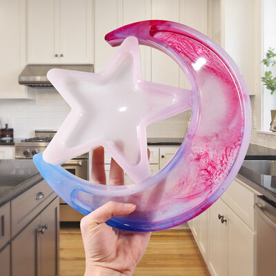 DIY Crystal Dropping Resin Gypsum Star Moon Plate Storage Box Silicone Mold Wholesale