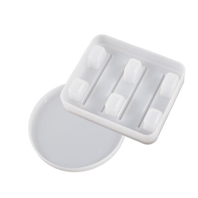 DIY Crystal Drip Glue Gypsum Cup Mat Bracket Grinding Round Cup Mat Storage Tray Set Silicone Mold