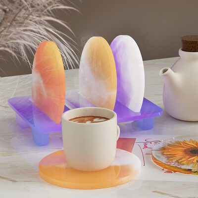 DIY Crystal Drip Glue Gypsum Cup Mat Bracket Grinding Round Cup Mat Storage Tray Set Silicone Mold