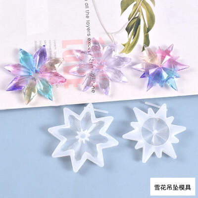 DIY Crystal Dropper Mold High Mirror Snowflake Pendant Jewelry Silicone Mold Spot Wholesale