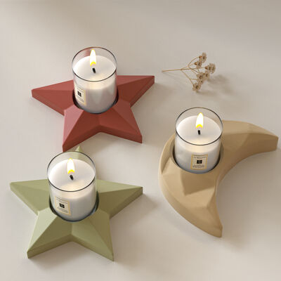 Sectional Pentagram Moon Candle Holder Ornament Silicone Mold Aromatherapy Gypsum Candle Base Decoration Mold