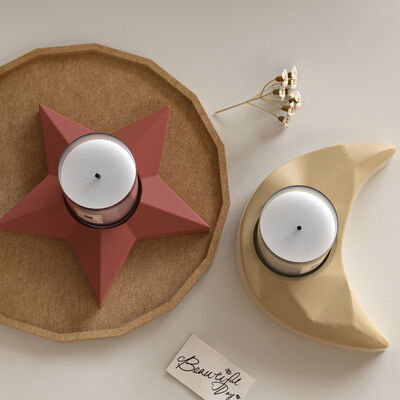Sectional Pentagram Moon Candle Holder Ornament Silicone Mold Aromatherapy Gypsum Candle Base Decoration Mold