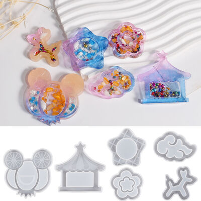 DIY Crystal Dropper Pumpkin Cart Waffle Circus Tent Petal Balloon Wooden Horse Dog Quicksand Silicone Mold