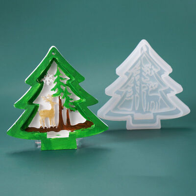 DIY Crystal Dropper Mold For Christmas Tree, Reindeer Christmas Theme, Hanging Decoration Ornaments, Silicone Mold