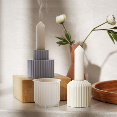 Circular Striped Candle Holder Silicone Mold DIY Aromatherapy Gypsum Candle Base Dropper Mold
