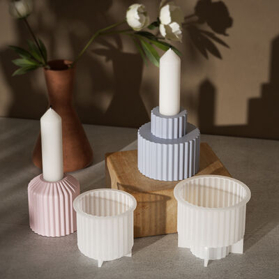 Circular Striped Candle Holder Silicone Mold DIY Aromatherapy Gypsum Candle Base Dropper Mold