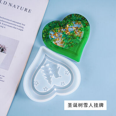 DIY Crystal Dropping Glue Mold Christmas Tree Love Snowman Theme Hanging Decoration Ornament Silicone Mold