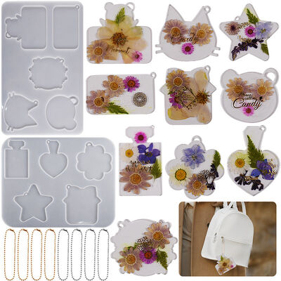 Gutta Percha Resin Cat Bear Perfume Bottle Four Leaf Clover Five Pointed Star Peach Heart Pendant Hang Tag Silicone Mold