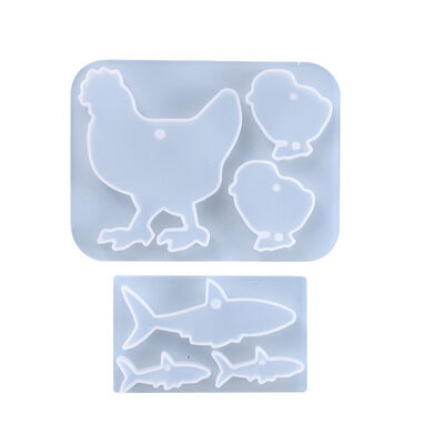 DIY Crystal Resin Mold Trio Of Small Chicks And Fish Pendant Hanging Ornaments Silicone Molds Wholesale In Stock