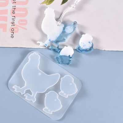 DIY Crystal Resin Mold Trio Of Small Chicks And Fish Pendant Hanging Ornaments Silicone Molds Wholesale In Stock