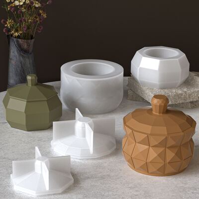 Diamond shaped storage jar silicone mold DIY aromatherapy gypsum candle cup ornament dropper mold