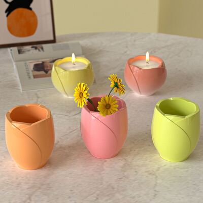 Tulip Flower Vase, Pen Holder, Storage Jar, Silicone Mold, DIY Aromatherapy Gypsum Candle Cup Mold