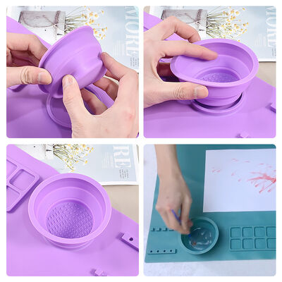 Oil Painting Silicone Painting Pad, Children's DIY Graffiti Board Pad, Clay Tool Art Pad, Folding Cup