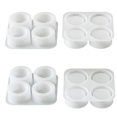 Ins Style Christmas Relief Four Grid Circular Candle Cup Mold For Holiday Decoration Aromatherapy Gypsum Cup Storage Box Mold