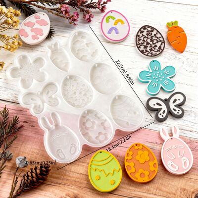 Easter Eggs, Butterflies, Flowers, Radishes, Rabbits, Easter Egg Pendants, Hanging Accessories, Silicone Molds With Droppings