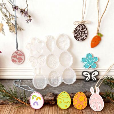 Easter Eggs, Butterflies, Flowers, Radishes, Rabbits, Easter Egg Pendants, Hanging Accessories, Silicone Molds With Droppings