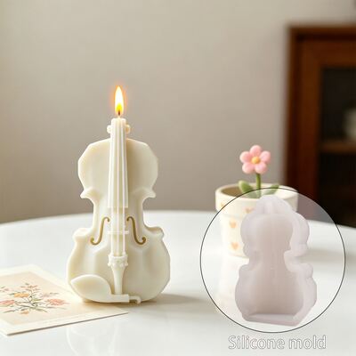 Molde de silicona para velas con forma de violín popular transfronterizo, adorno de yeso de aromaterapia DIY