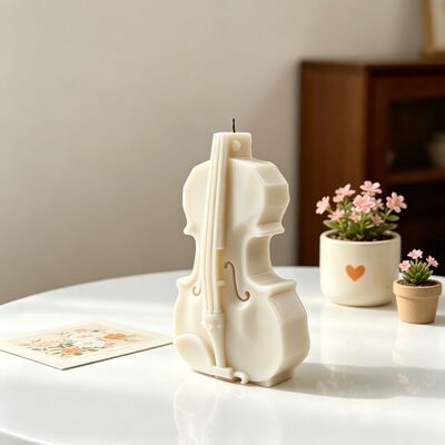 Molde de silicona para velas con forma de violín popular transfronterizo, adorno de yeso de aromaterapia DIY