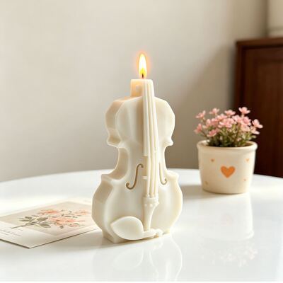 Molde de silicona para velas con forma de violín popular transfronterizo, adorno de yeso de aromaterapia DIY