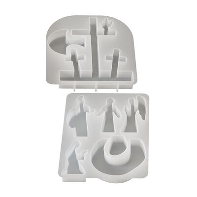 Easter Angel Family Set Up Candle Mold DIY Aromatherapy Gypsum Cross Decoration Silicone Mold