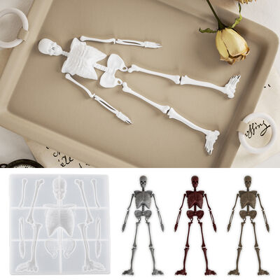 Halloween Series Skull And Skeleton Body Support Silicone Mold DIY Drip Plaster Ornament Grinder