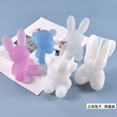 DIY Crystal Dropping Gel Mold Cute 3D Diamond Bear Little Rabbit Platform Silicone Mold