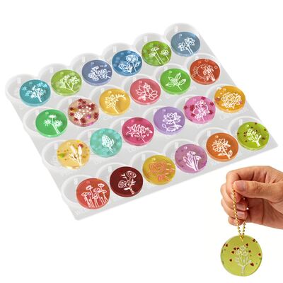 Plant And Flower Round Pendant Silicone Mold DIY Crystal Dropping Resin Keychain Jewelry Hanging Mold